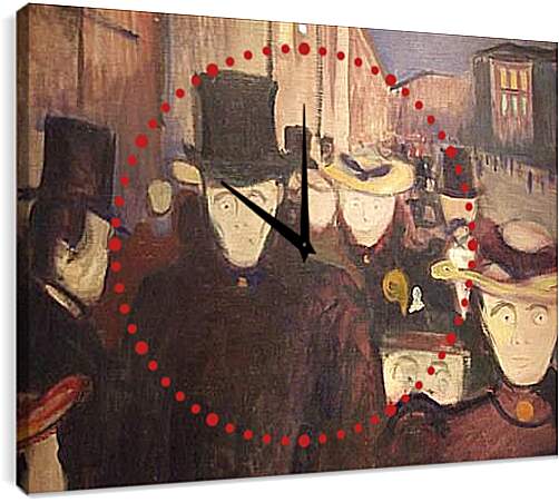 Часы картина - Aften pa Karl Johan. Эдвард Мунк
