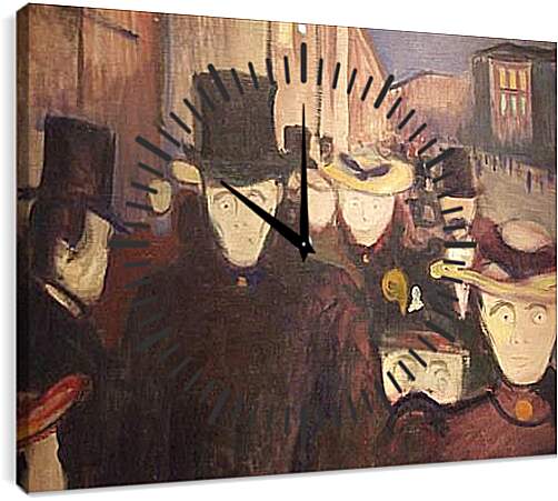 Часы картина - Aften pa Karl Johan. Эдвард Мунк