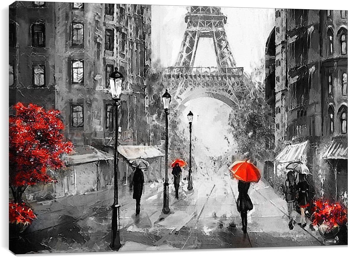 Постер и плакат - Девушка и красный зонт