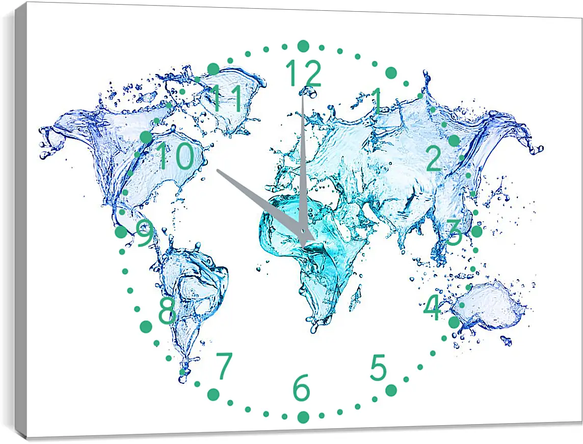 Часы картина - Карта из воды