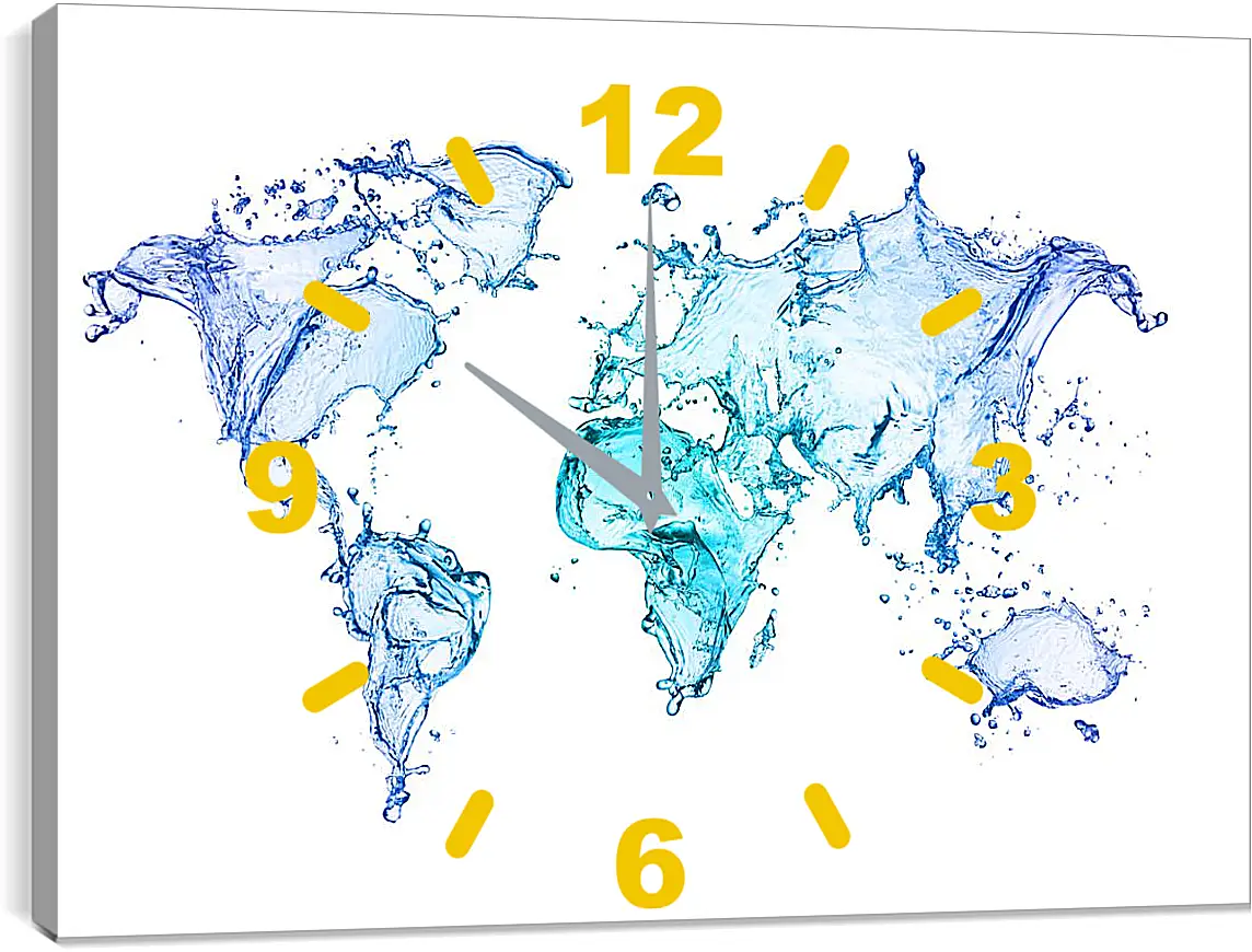Часы картина - Карта из воды
