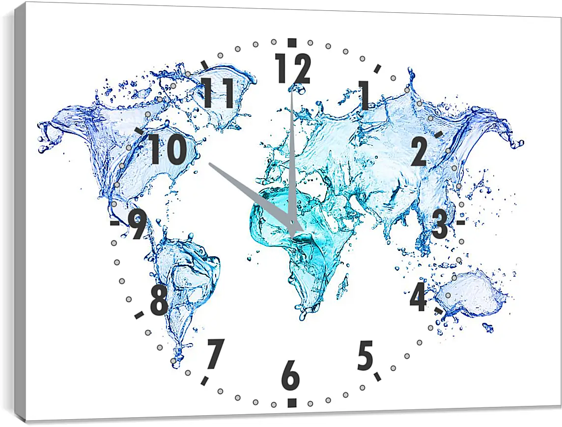 Часы картина - Карта из воды
