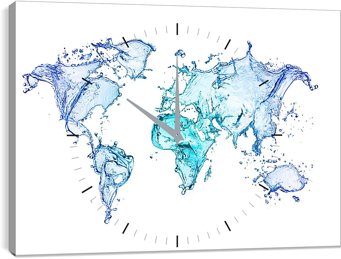 Часы картина - Карта из воды