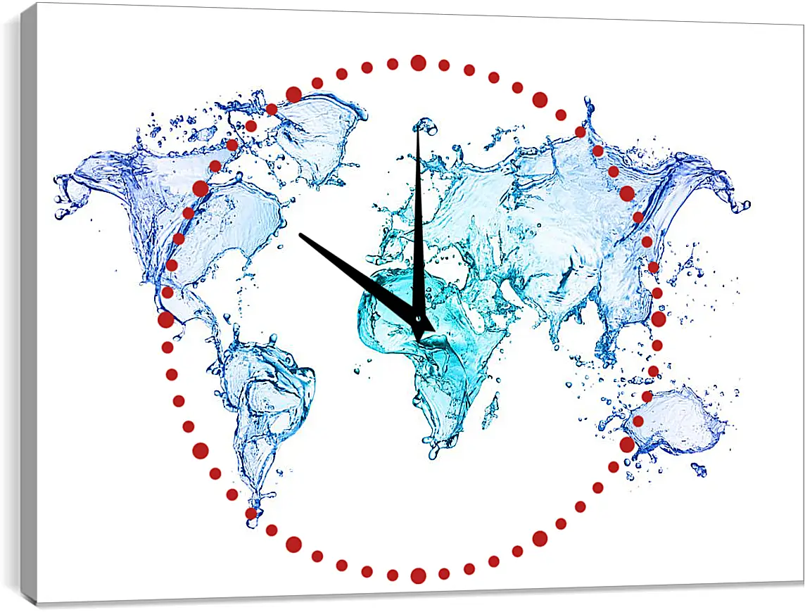 Часы картина - Карта из воды
