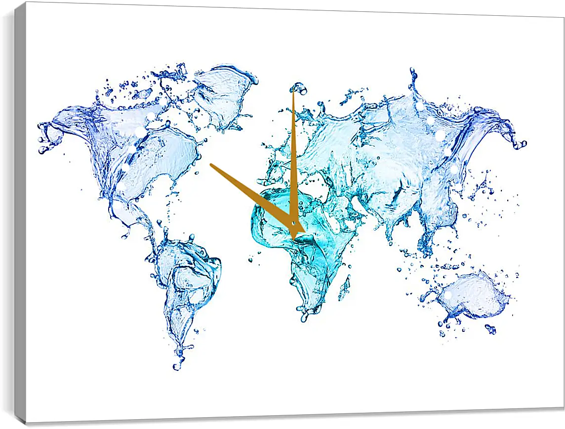 Часы картина - Карта из воды