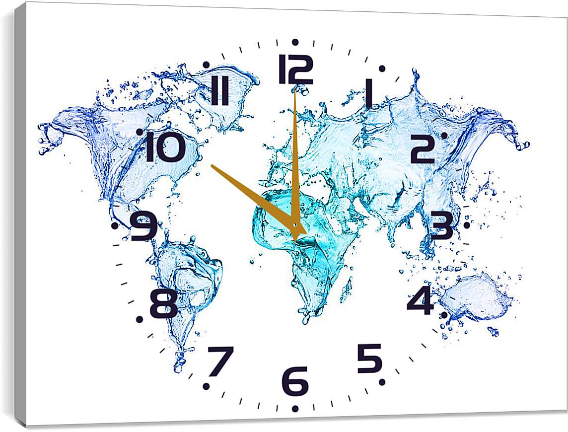 Часы картина - Карта из воды