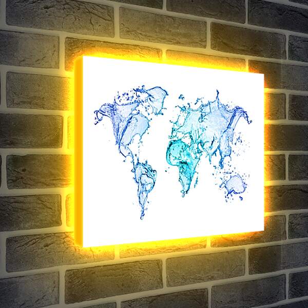 Лайтбокс световая панель - Карта из воды