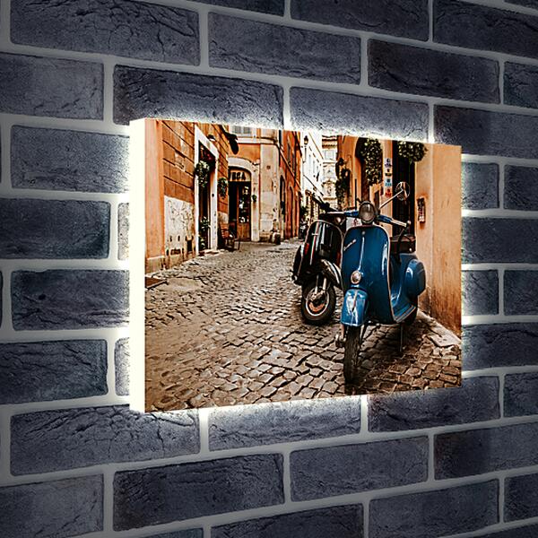 Лайтбокс световая панель - Vespa на старой улице