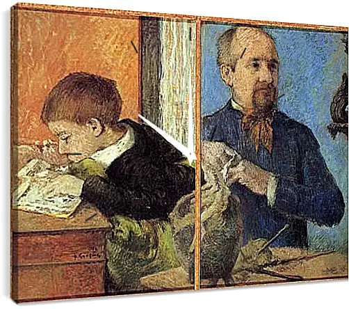 Часы картина - Le sculpteur Aube et son fils. Поль Гоген