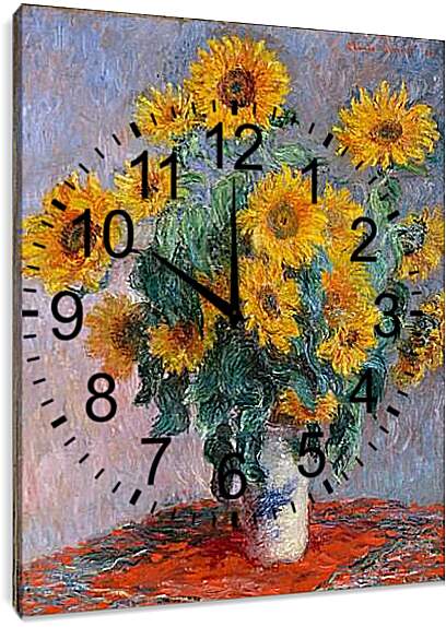 Часы картина - Bouquet of sunflowers. Клод Моне