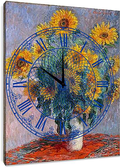 Часы картина - Bouquet of sunflowers. Клод Моне