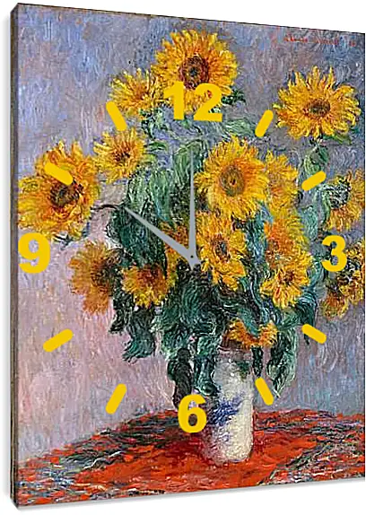 Часы картина - Bouquet of sunflowers. Клод Моне