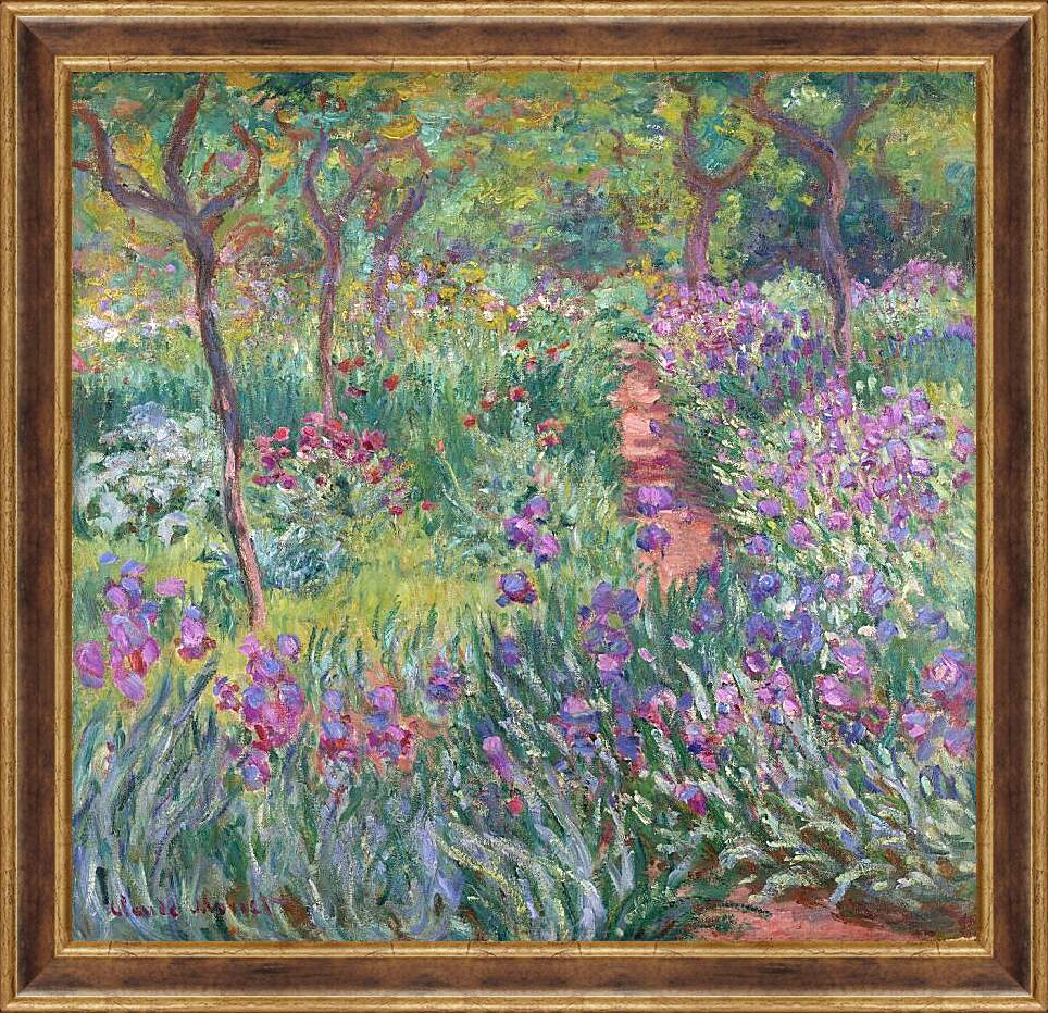 Картина в раме - ирисовый сад в Дживерне. Клод Моне