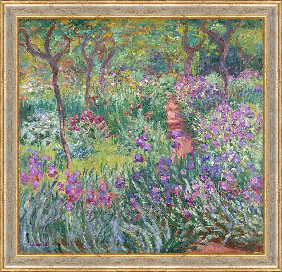 Картина в раме - Сад с ирисами в Живерни. Клод Моне