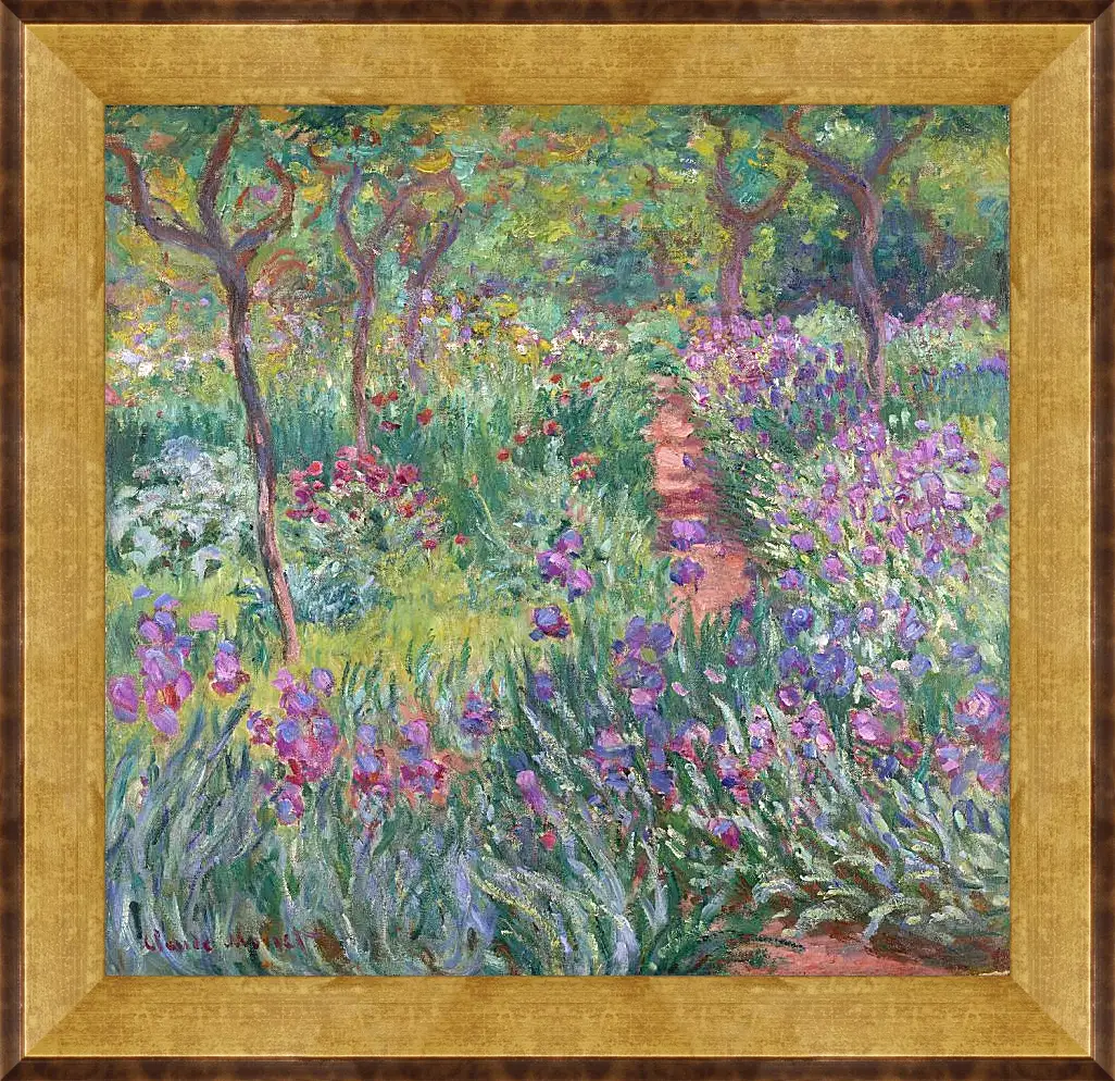 Картина в раме - Сад с ирисами в Живерни. Клод Моне