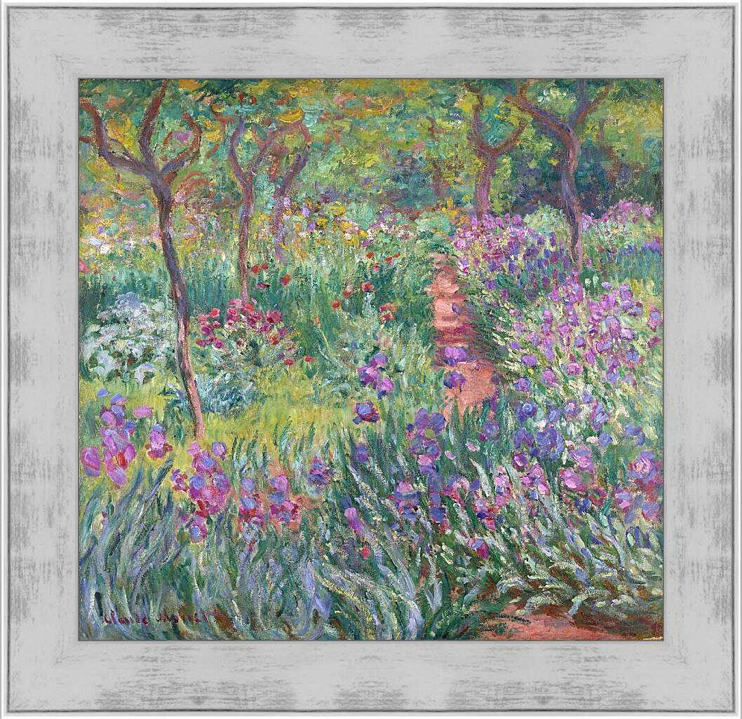 Картина в раме - ирисовый сад в Дживерне. Клод Моне
