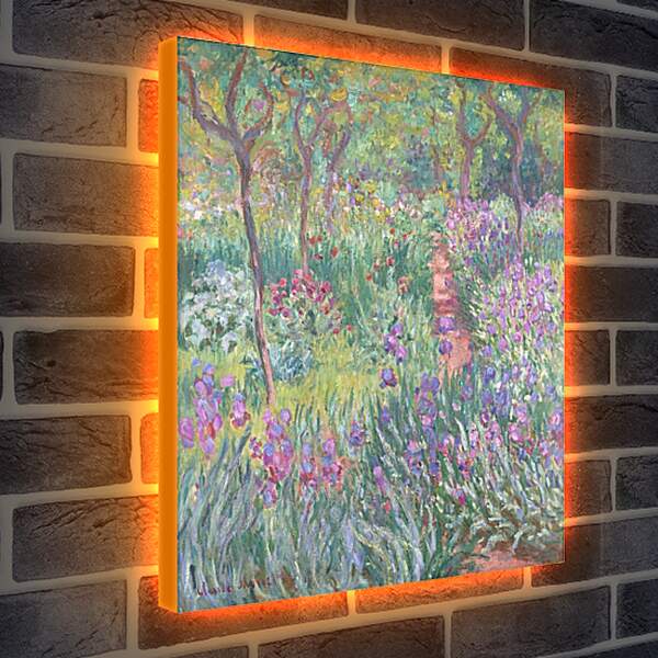 Лайтбокс световая панель - ирисовый сад в Дживерне. Клод Моне