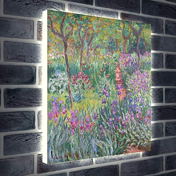 Лайтбокс световая панель - ирисовый сад в Дживерне. Клод Моне
