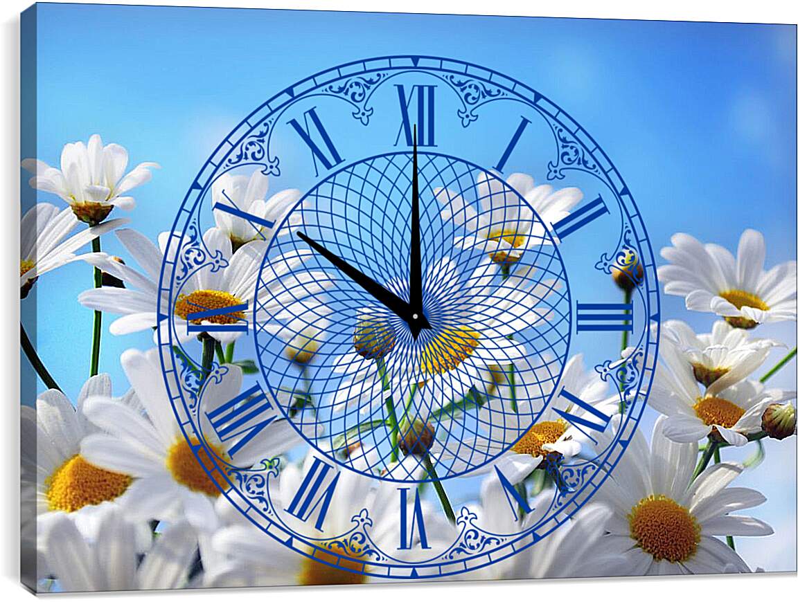 Часы картина - Ромашки в поле