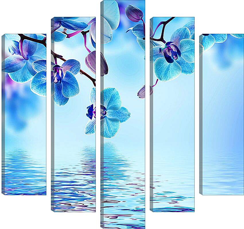Модульная картина - Голубая орхидея над водой