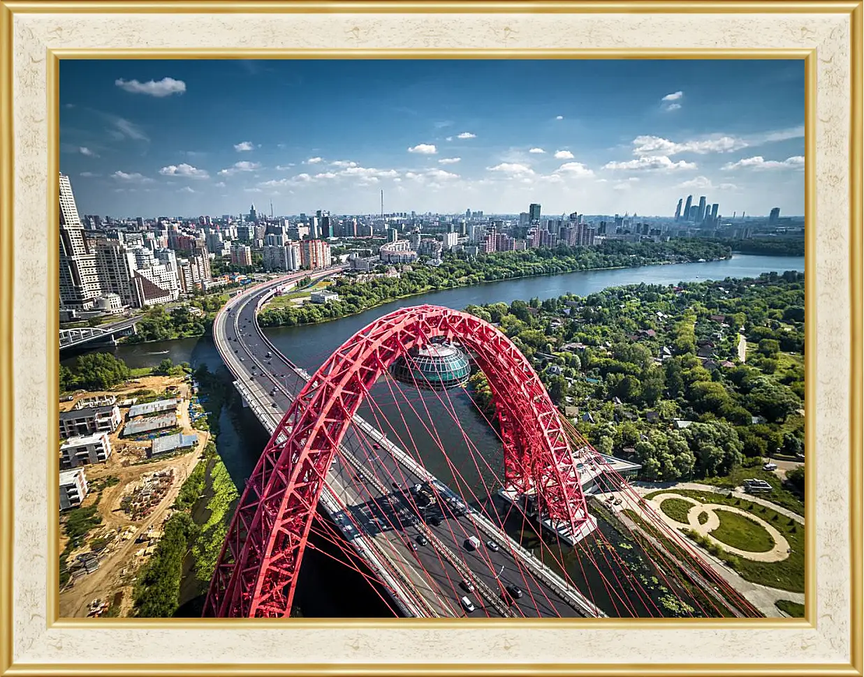 Картина в раме - Живописный мост с верху