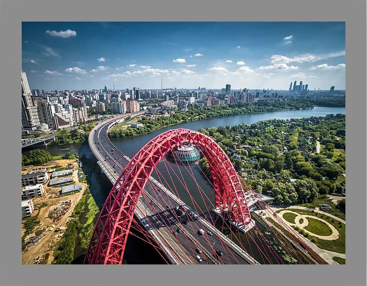 Картина в раме - Живописный мост с верху