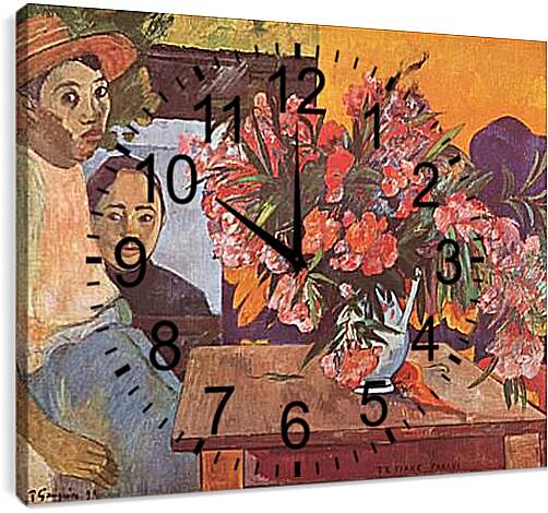 Часы картина - Les fleurs de France. Поль Гоген