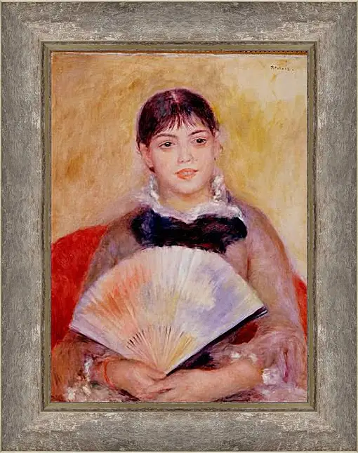 Картина в раме - Girl with a Fan. Пьер Огюст Ренуар