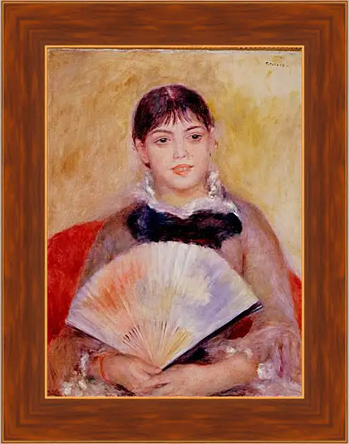 Картина в раме - Girl with a Fan. Пьер Огюст Ренуар