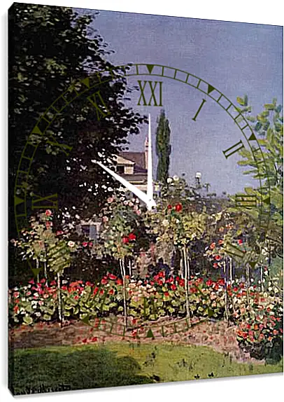 Часы картина - Flowering Garden at Sainte-Adresse. Клод Моне