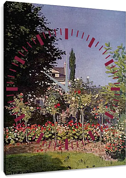 Часы картина - Flowering Garden at Sainte-Adresse. Клод Моне