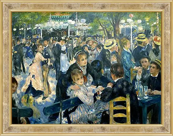 Картина в раме - Dance at the Moulin de la Galette. Пьер Огюст Ренуар