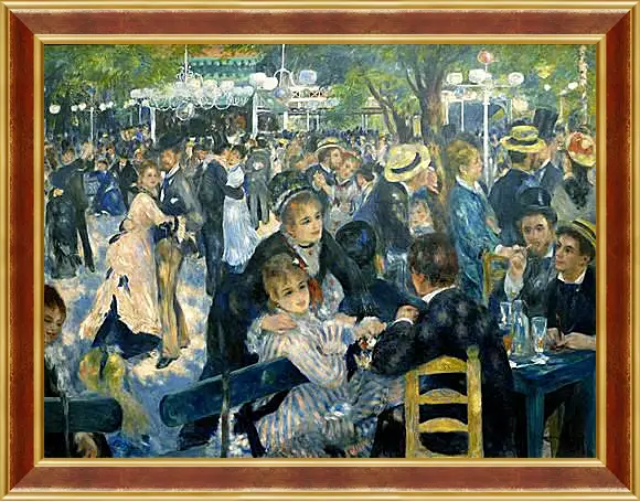 Картина в раме - Dance at the Moulin de la Galette. Пьер Огюст Ренуар