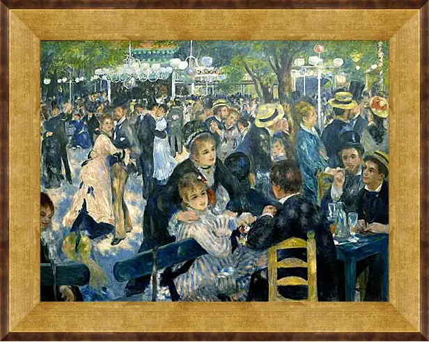 Картина в раме - Dance at the Moulin de la Galette. Пьер Огюст Ренуар