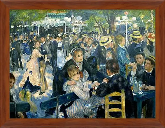 Картина в раме - Dance at the Moulin de la Galette. Пьер Огюст Ренуар