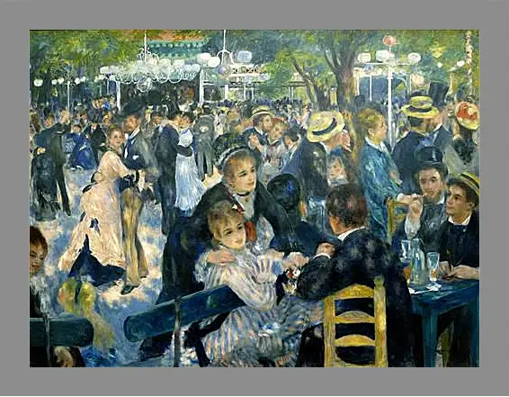 Картина в раме - Dance at the Moulin de la Galette. Пьер Огюст Ренуар