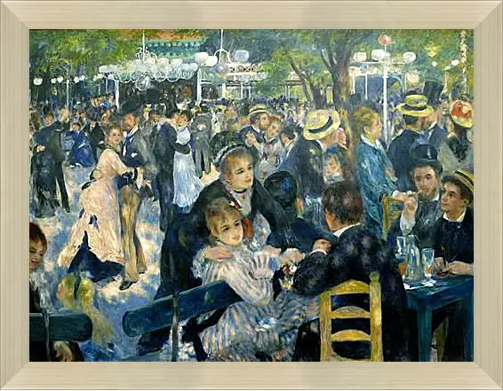 Картина в раме - Dance at the Moulin de la Galette. Пьер Огюст Ренуар