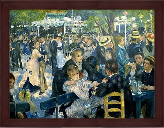 Картина в раме - Dance at the Moulin de la Galette. Пьер Огюст Ренуар