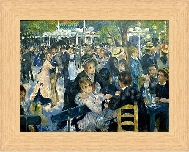 Картина в раме - Dance at the Moulin de la Galette. Пьер Огюст Ренуар