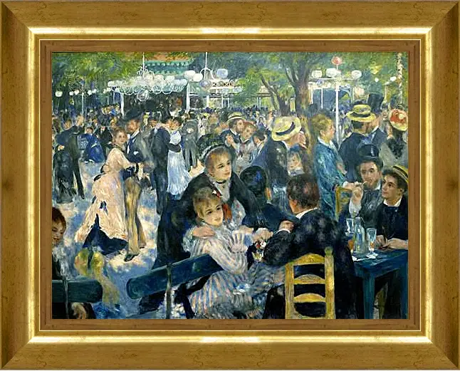 Картина в раме - Dance at the Moulin de la Galette. Пьер Огюст Ренуар