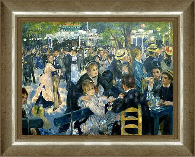 Картина в раме - Dance at the Moulin de la Galette. Пьер Огюст Ренуар