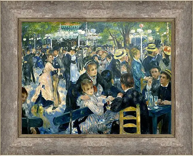 Картина в раме - Dance at the Moulin de la Galette. Пьер Огюст Ренуар