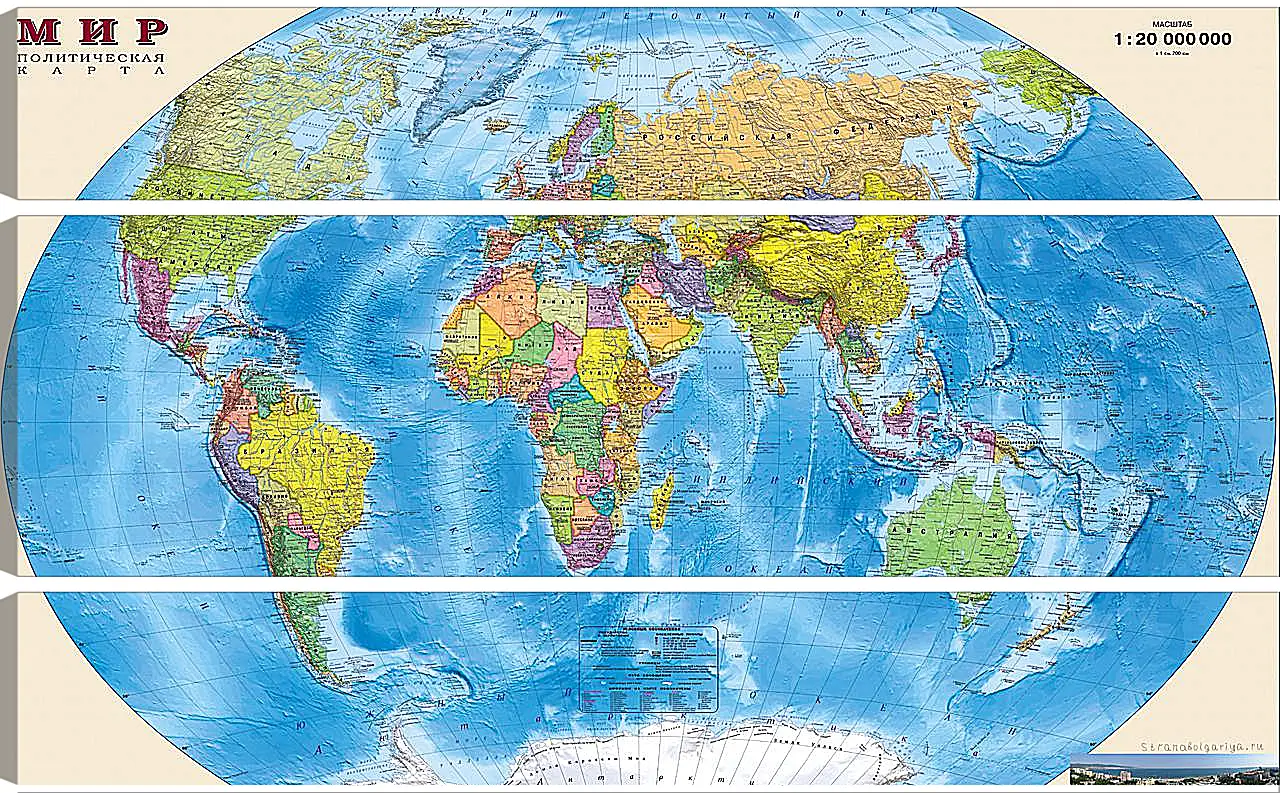 Модульная картина - Карта мира политическая