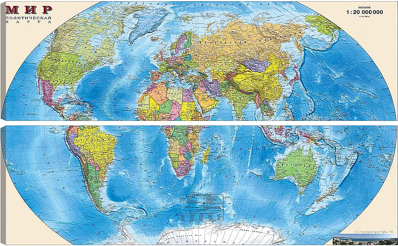 Модульная картина - Карта мира политическая