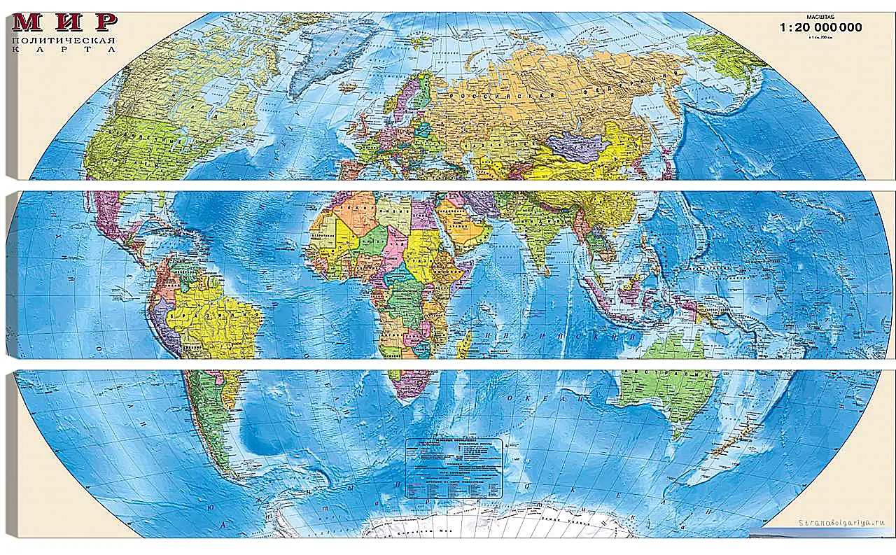 Модульная картина - Карта мира политическая