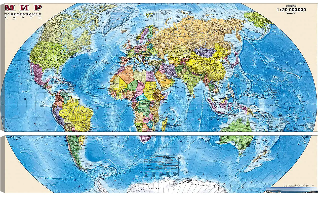 Модульная картина - Карта мира политическая