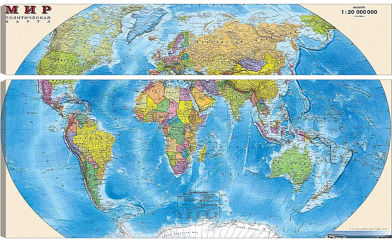 Модульная картина - Карта мира политическая