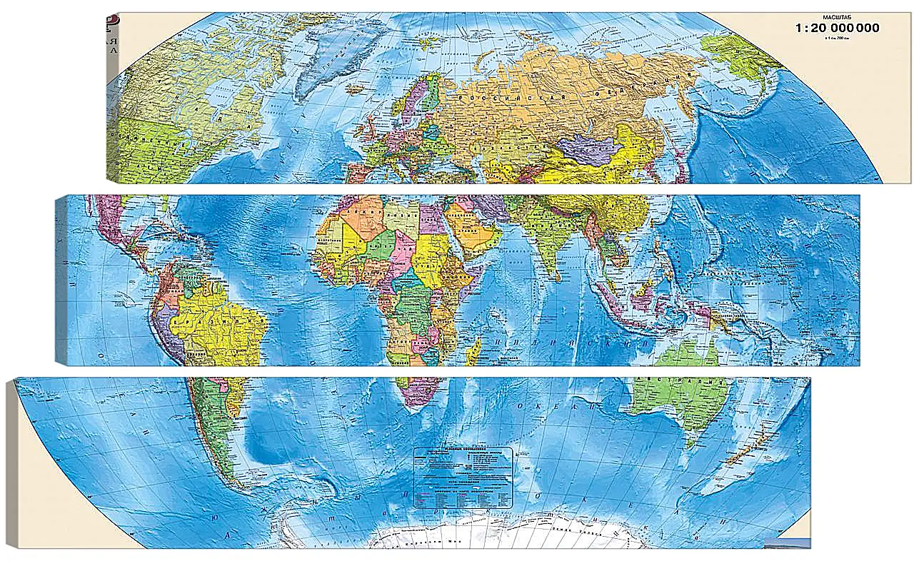 Модульная картина - Карта мира политическая