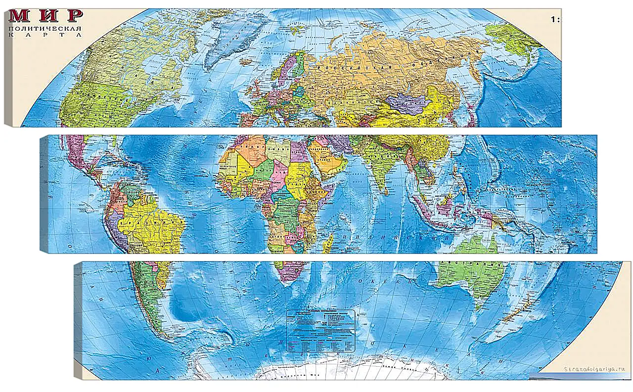 Модульная картина - Карта мира политическая