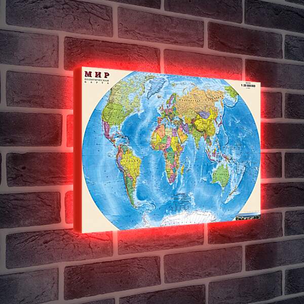 Лайтбокс световая панель - Карта мира политическая